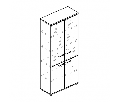 Шкаф со стеклянными дверьми в алюминиевой рамке (топ ДСП) Alta