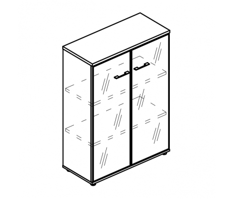 Шкаф средний двери стекло в алюминиевой рамке (топ ДСП) Alta