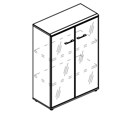 Шкаф средний двери стекло в алюминиевой рамке (топ МДФ) Alta