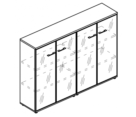 Шкаф средний двери стекло в рамке (топ ДСП) Alta