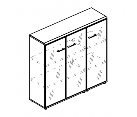 Шкаф средний двери стекло в рамке (топ МДФ) Alta