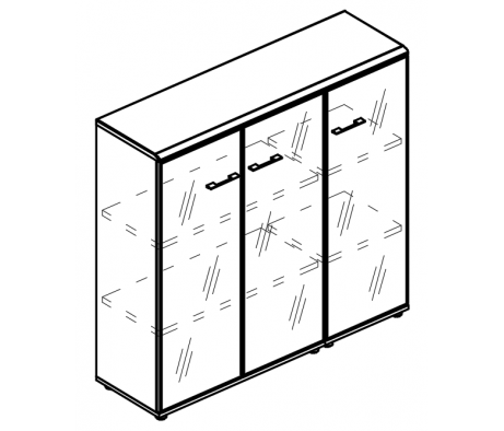 Шкаф средний комбинированный стекло в рамке (топ ДСП) Alta