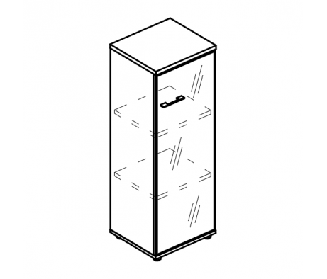 Шкаф средний узкий дверь стекло в рамке правый (топ ДСП) Alta