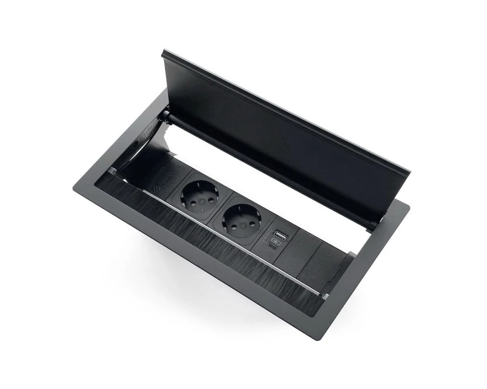 Блок врезной без кабеля питания 2p+2usb 25,7x14,5x11,3 Versaflap Черный