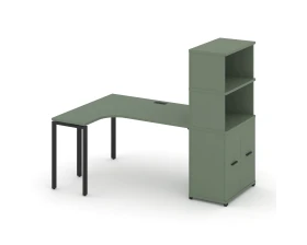 Стол эргономичный с опорным распаш. шкафом с надставкой выс. CN.SA-216(L) B 2000x1180x1530 Концепт / Concept images