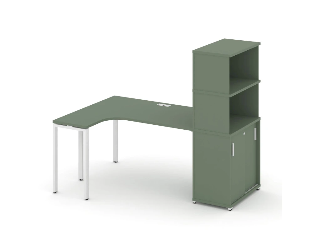 Стол эргономичный с опорным шкафом-купе с надставкой выс. CN.SA-221(L) W 1800x1180x1530 Концепт / Concept