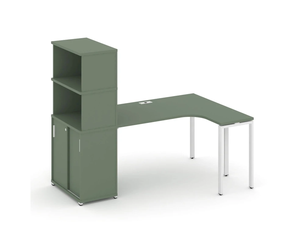 Стол эргономичный с опорным шкафом-купе с надставкой выс. CN.SA-221(R) W 1800x1180x1530 Концепт / Concept