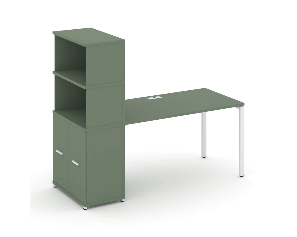 Стол рабочий с опорным распаш. шкафом с надставкой выс. CN.SP-230 W 1600x720x1530 Концепт / Concept