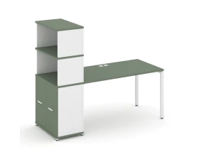 Стол рабочий с опорным распаш. шкафом с надставкой выс. CN.SP-230 W 1600x720x1530 Концепт / Concept images