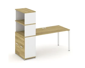 Стол рабочий с опорным распаш. шкафом с надставкой выс. CN.SP-231 W 1800x720x1530 Концепт / Concept images