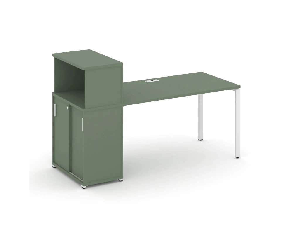 Стол рабочий с опорным шкафом-купе с надставкой низ. CN.SP-237 W 1400x720x1140 Концепт / Concept