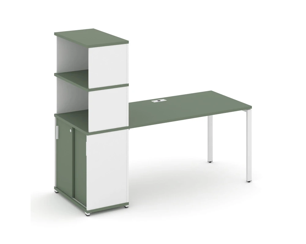 Стол рабочий с опорным шкафом-купе с надставкой выс. CN.SP-243 W 1800x720x1530 Концепт / Concept