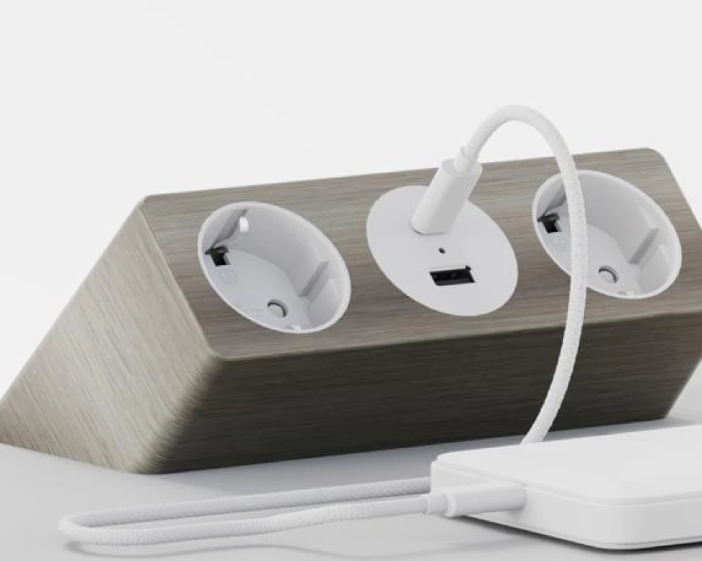 Блок розеток настольный с одним крепежом (2 розетки, USB-A, USB-C) 158x108x70 Рива / Riva