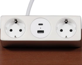 Блок розеток настольный с одним крепежом (2 розетки, USB-A, USB-C) 158x108x70 Рива / Riva images