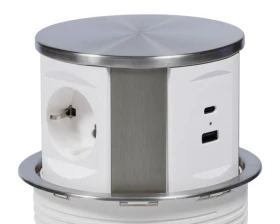 Блок розеток выдвижной вертикальный (3 розетки, USB-A, USB-C) d135 Рива / Riva images