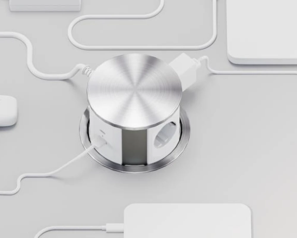 Блок розеток выдвижной вертикальный (3 розетки, USB-A, USB-C) d135 Рива / Riva
