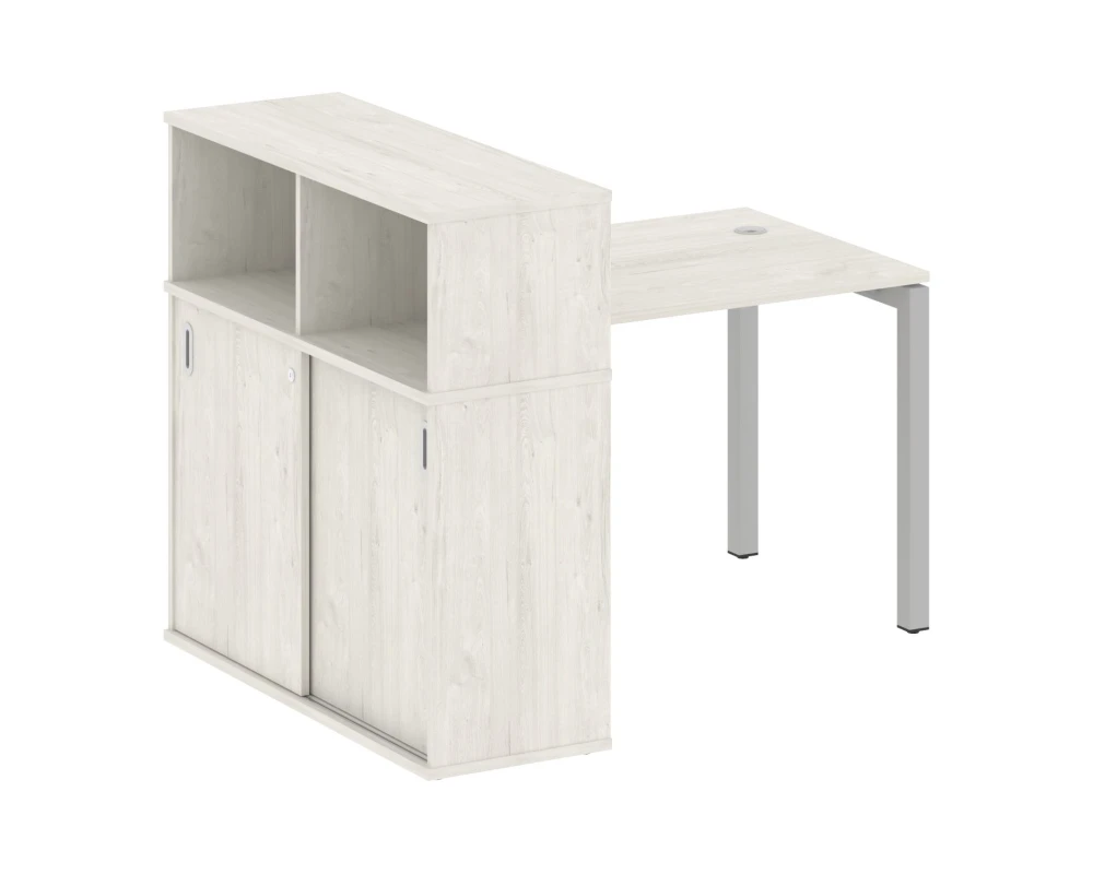 Стол письменный с шкафом-купе на П-образном м/к 1410x1120x1098 Метал Систем Куатро 5x5 / Metal System Quattro 5x5