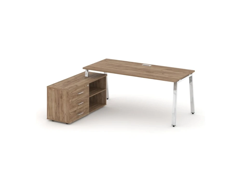 Стол письменный с греденцией левой на А-образном каркасе 1380x700x750 Стайл Проджект Директ Люкс / Style Project Direct Lux