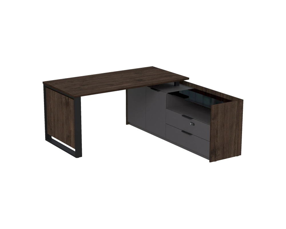 Стол рабочий на опорной двусост тумбе, с ящ (метаб), с код замком 1660x1768(800)x750 Magnetic