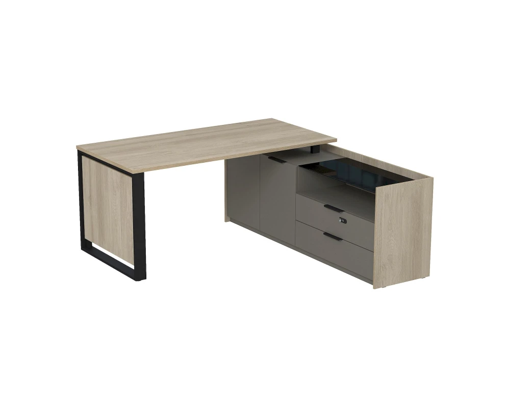 Стол рабочий на опорной двусост тумбе, с ящ (метаб), с код замком 1660x1768(800)x750 Magnetic