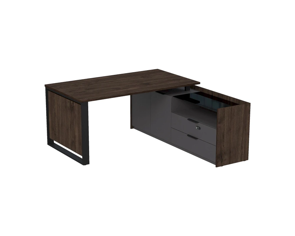 Стол рабочий на опорной двусост тумбе, с ящ (метаб), с код замком 1660x1768(900)x750 Magnetic