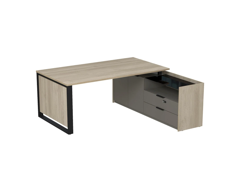 Стол рабочий на опорной двусост тумбе, с ящ (метаб), с код замком 1860x1768x750 Magnetic