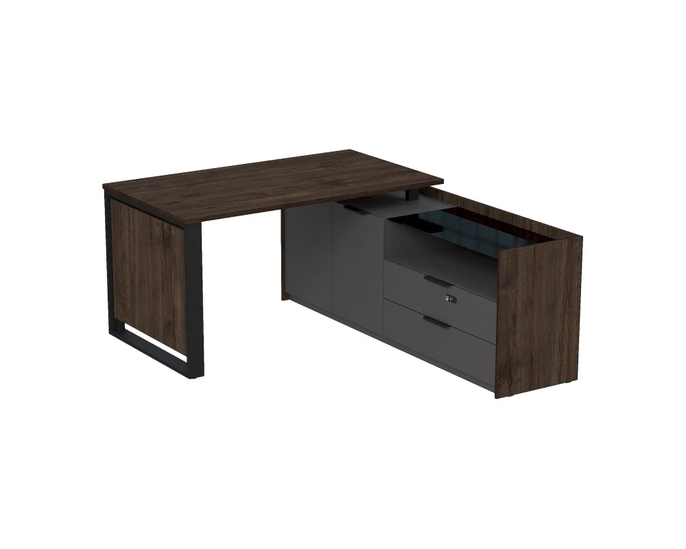 Стол рабочий на опорной двусост тумбе, с ящ, с код замком 1460x1768x750 Magnetic