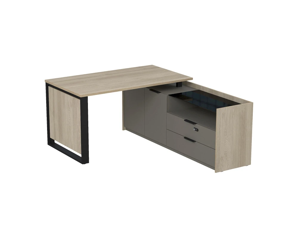 Стол рабочий на опорной двусост тумбе, с ящ, с код замком 1460x1768x750 Magnetic