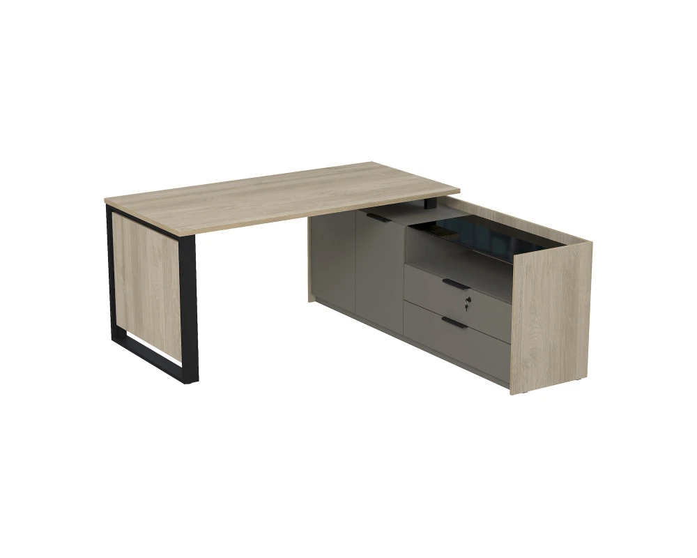 Стол рабочий на опорной двусост тумбе, с ящ, с замком 1660x1768(800)x750 Magnetic