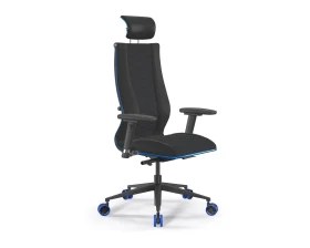 Кресло ErgoLife SynchroSit 10 B2-244D M24.B11.G19.W33 (Синяя строчка) Ткань/Экокожа, Черный images